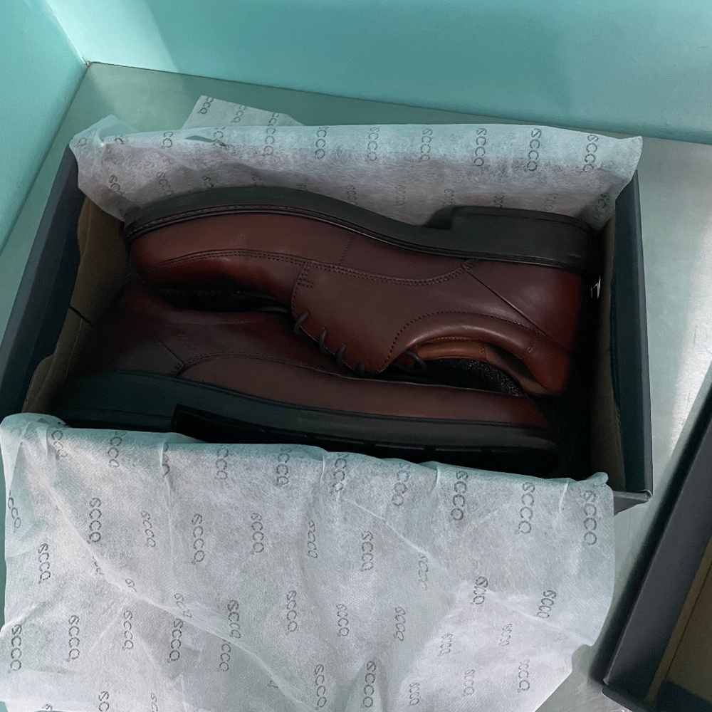 Ecco Holton Apron Toe Tie Cognac Men's 43/9-9.5 - Picture 6 of 12
